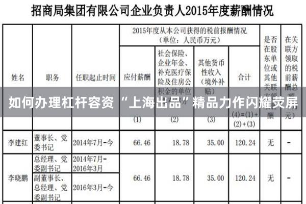 如何办理杠杆容资 “上海出品”精品力作闪耀荧屏