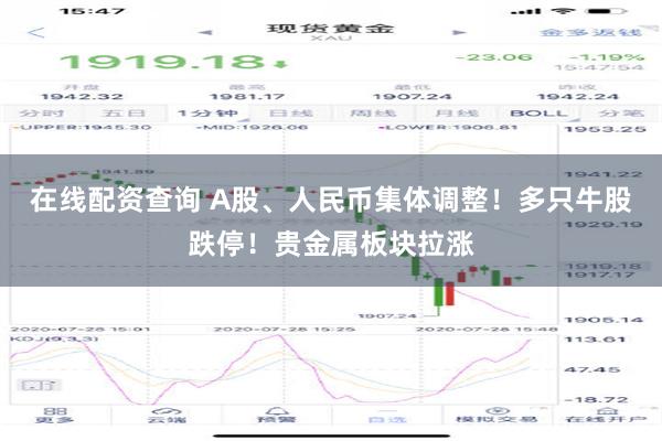 在线配资查询 A股、人民币集体调整！多只牛股跌停！贵金属板块拉涨